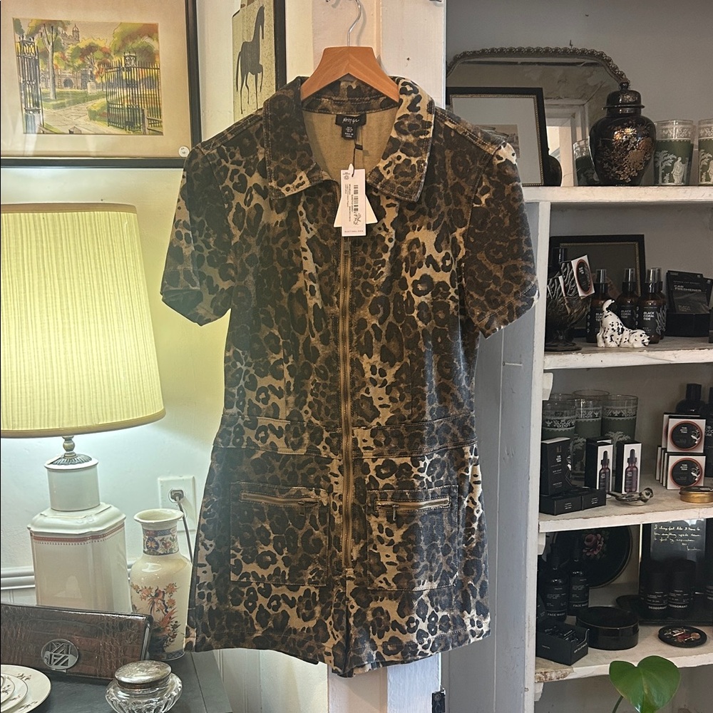 Nasty Girl Leopard Print Short Sleeve Jacket
